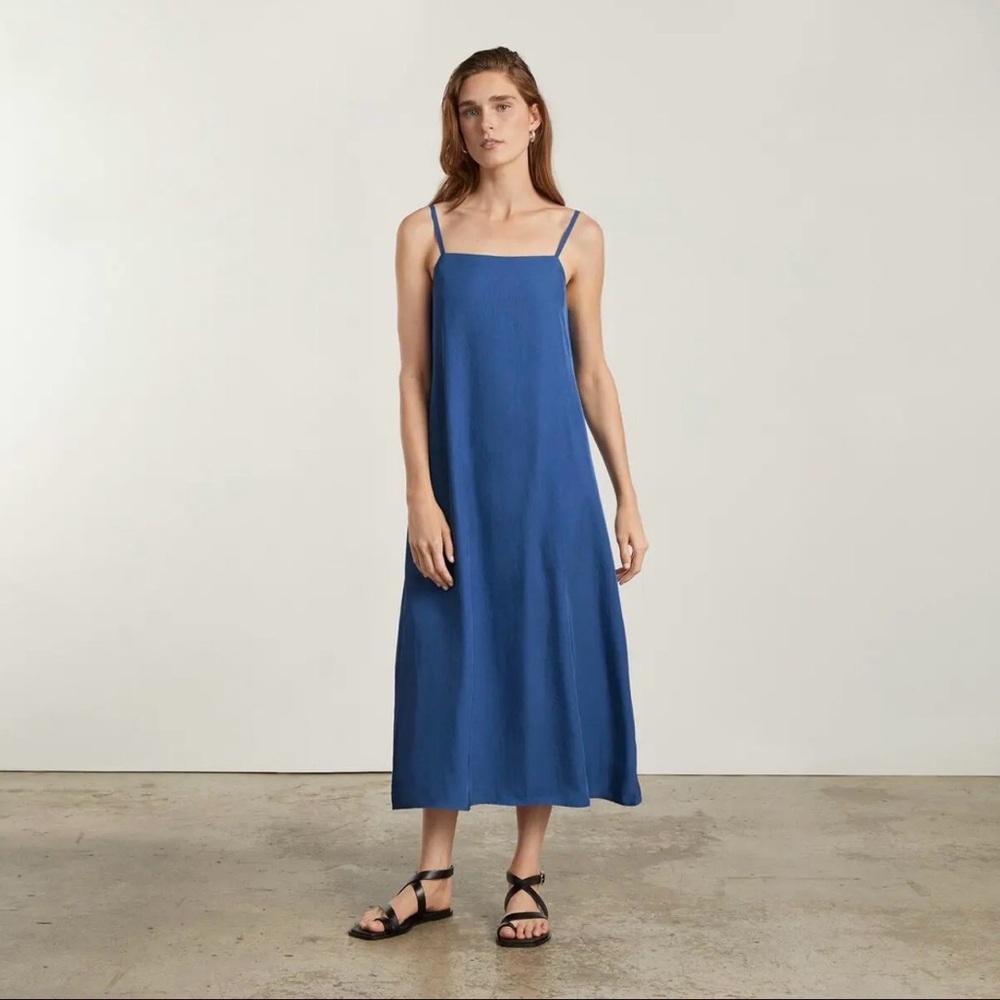 Everlane Japanese GoWeave® Slip Dress Deep Blue 8